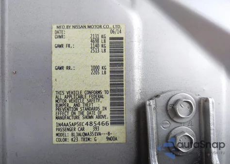 2014 Nissan Maxima 3.5 S/3.5 Sv from USA, damaged, VIN 1N4AA5AP5EC485466